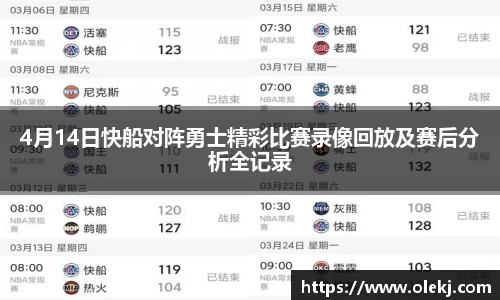 4月14日快船对阵勇士精彩比赛录像回放及赛后分析全记录